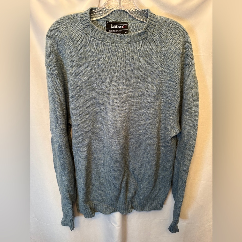 Vintage Jantzen Size XL Tall Men’s Sweater Light Blue Made in USA Retro